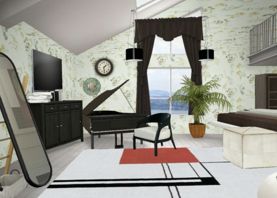 Brown and blac room Design Rendering