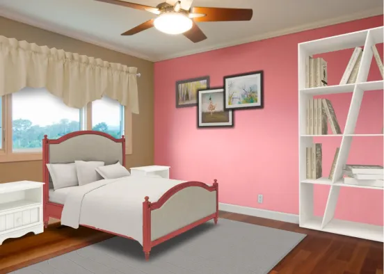WHITE AND PEACH BEDROOM Design Rendering