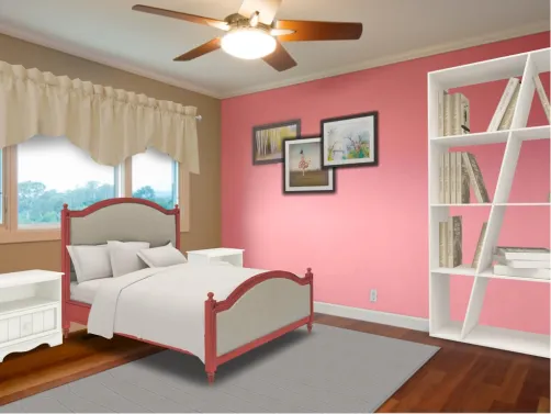 WHITE AND PEACH BEDROOM
