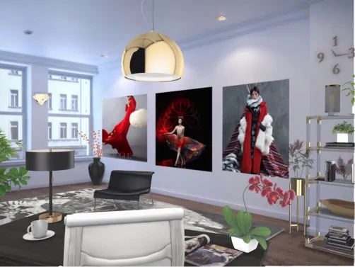 Red, Gold, Black, White Office