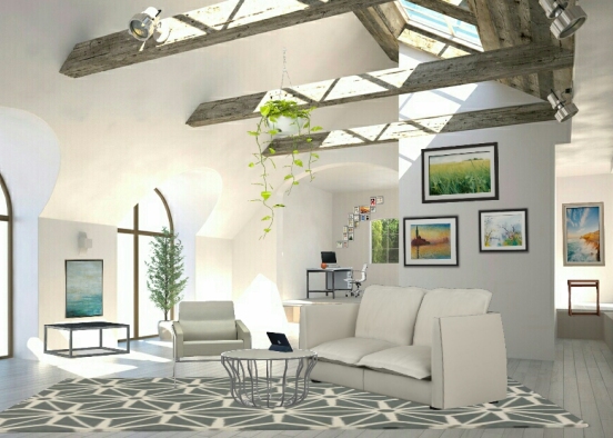 Pretty, Colorful Living Room Design Rendering
