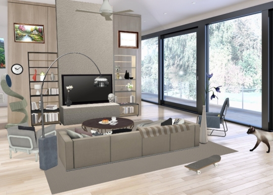 Modern Family Living room.  Design Rendering
