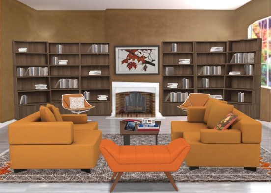 Comfy Cosy Fall Themed Book Nook Design Rendering