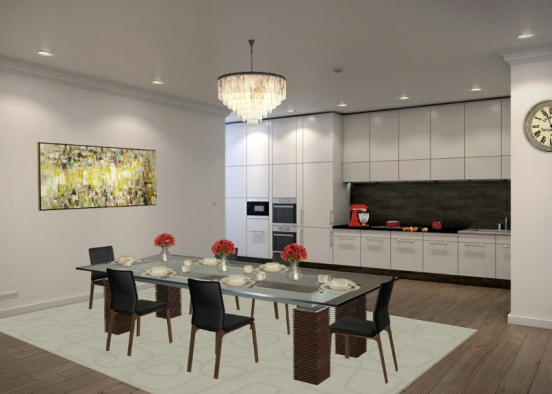Cozinha/sala de jantar  Design Rendering