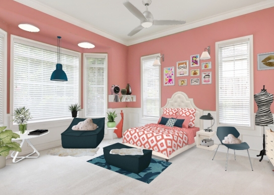 Bedroom for teen girl Design Rendering