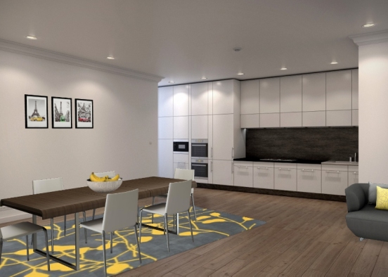 Kitchen yellow Design Rendering