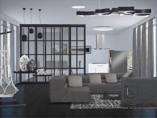luxury&elegant black and white condo unit
