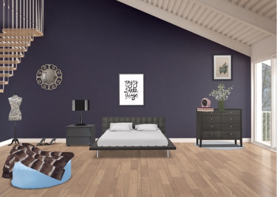 Dark themed bedroom Design Rendering
