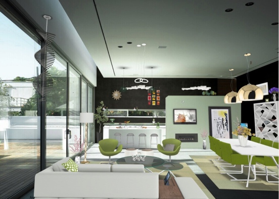 Green Livingroom 🌸 Design Rendering