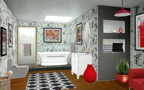 Black, white and red