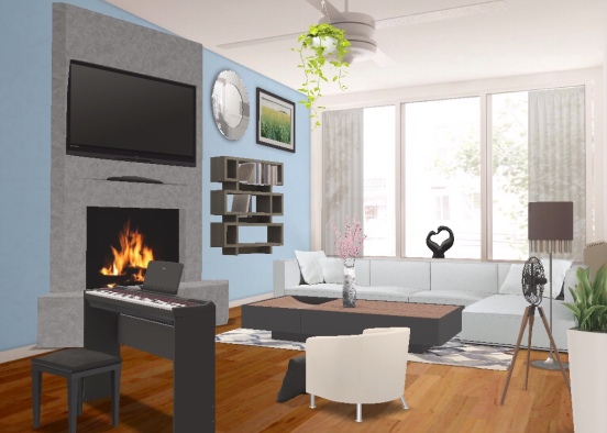 Homey Living Room Design Rendering