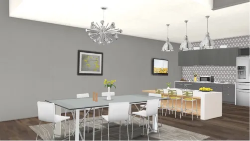 Yellow and grey kitchen