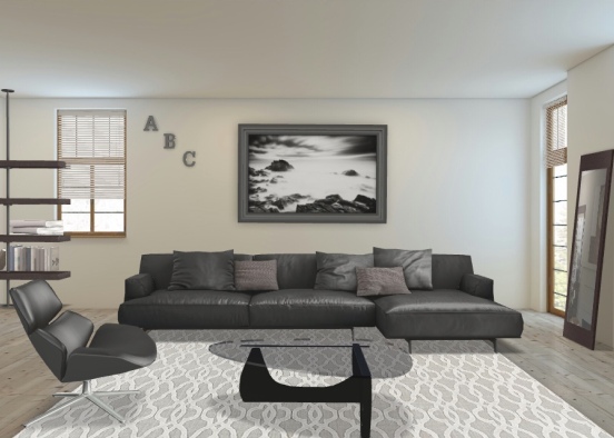 living room *theme black* Design Rendering