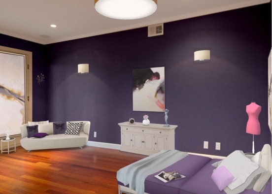Bedroom purple theme Design Rendering