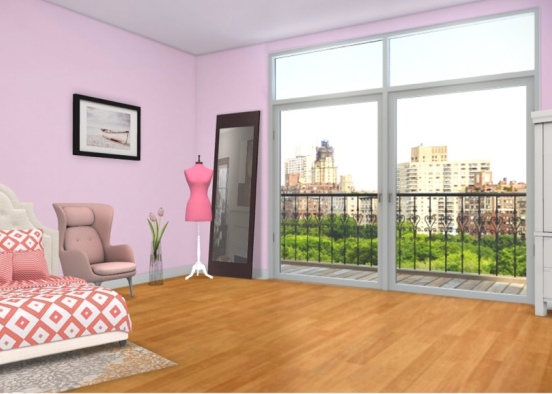 calming pink bedroom  Design Rendering