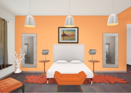 Orange Bedroom  Design Rendering
