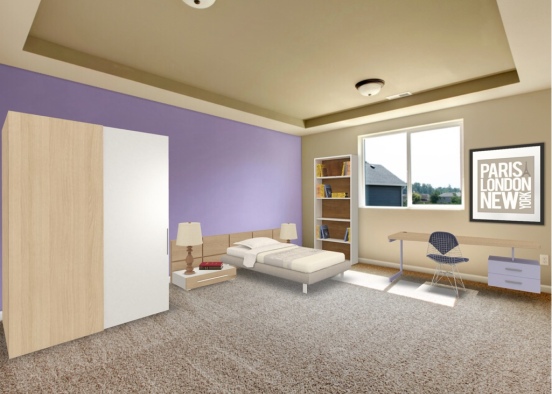 an extremely bland and boring average bedroom Design Rendering