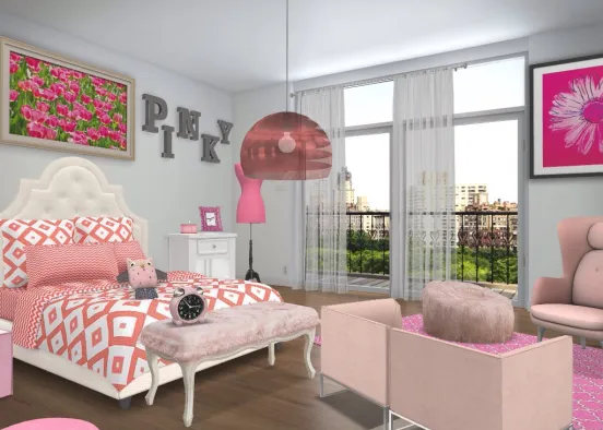 pinky bedroom  Design Rendering
