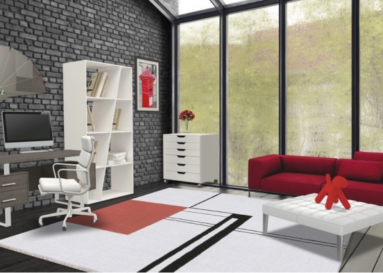 red and black office Design Rendering