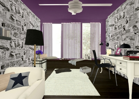 Purple & black & white  Design Rendering