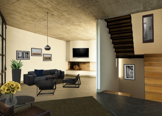 Living room in the lower etage Design Rendering