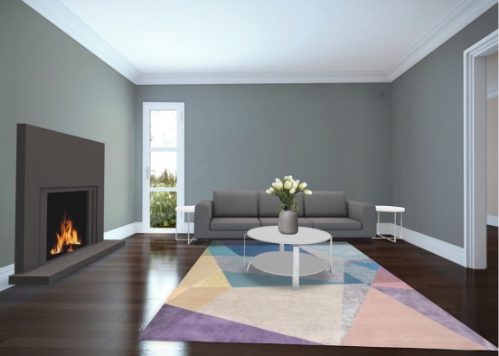 Gray living room Design Rendering