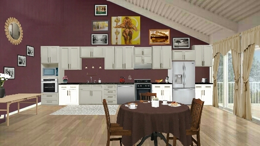 Maroon kitchen Design Rendering