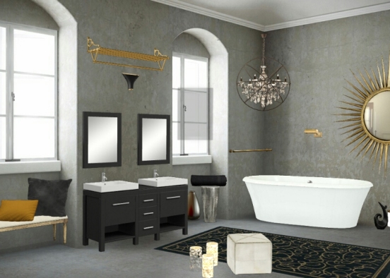 Casa de banho preta Design Rendering
