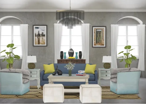 The grey livingroom Design Rendering
