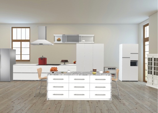 white kitchen Design Rendering