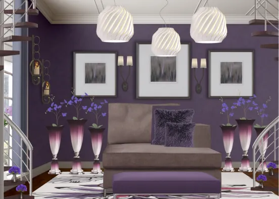 Purple sitting area Design Rendering