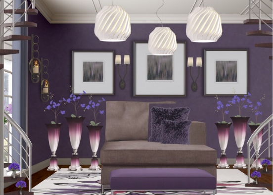 Purple sitting area Design Rendering