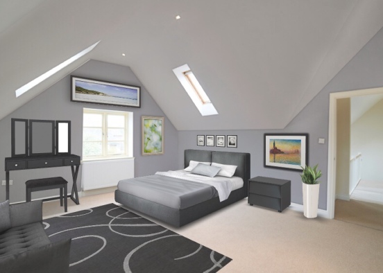 adult grey bedroom Design Rendering