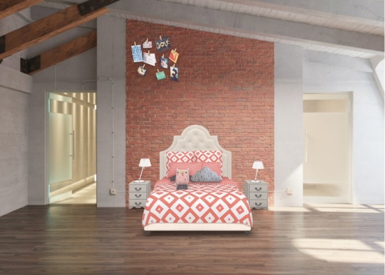 teenage girls bedroom  Design Rendering