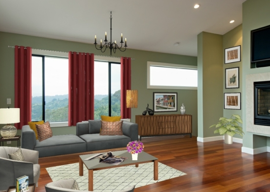 Mountain View Living Room Design Rendering
