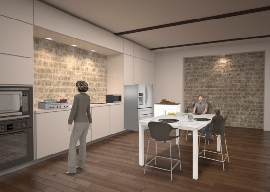 Kitchen with People!! Design Rendering
