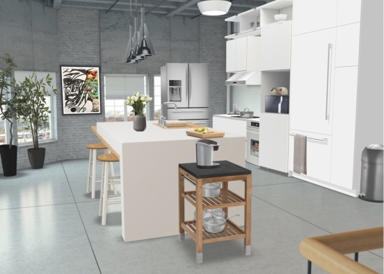 New York studio apartment Kitchen  Design Rendering