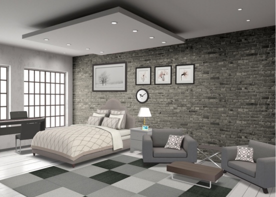 grey bedroom  Design Rendering