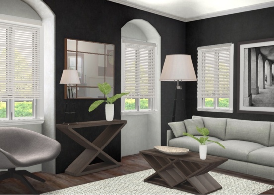 Dark colour living room Design Rendering