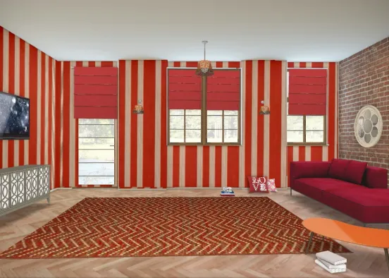 red Living room Design Rendering