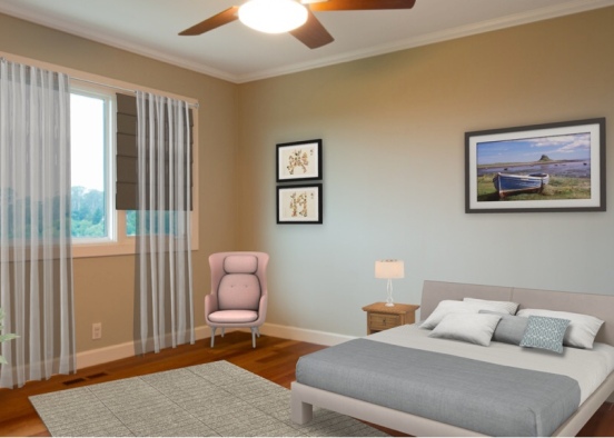 Simple comfy bedroom Design Rendering