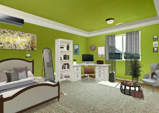 Single office bedroom Design Rendering