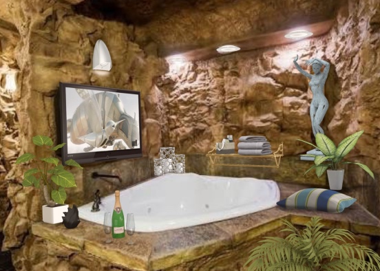 Romantic Grotto bathroom Design Rendering