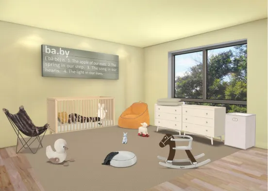 Aesthetic Baby Yellow Themed Room Design Rendering