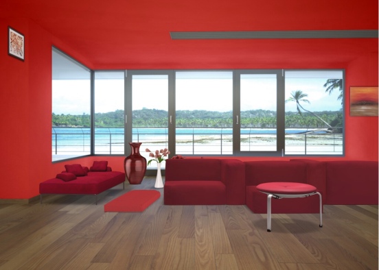 red living room Design Rendering
