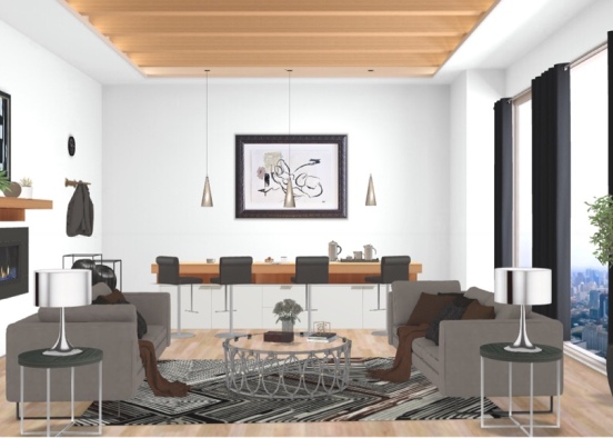 Modern lounge area Design Rendering