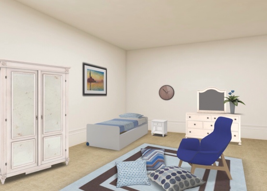 A young adults single bedroom Design Rendering