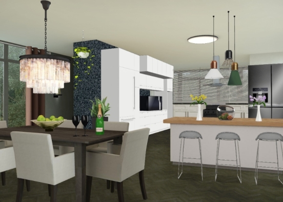 Cozinha planejada para ambientes abertos Design Rendering