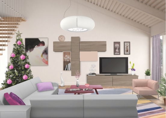pretty In pink , living room Design Rendering