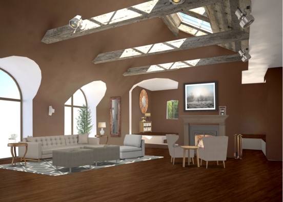 modern farmhouse living room Design Rendering